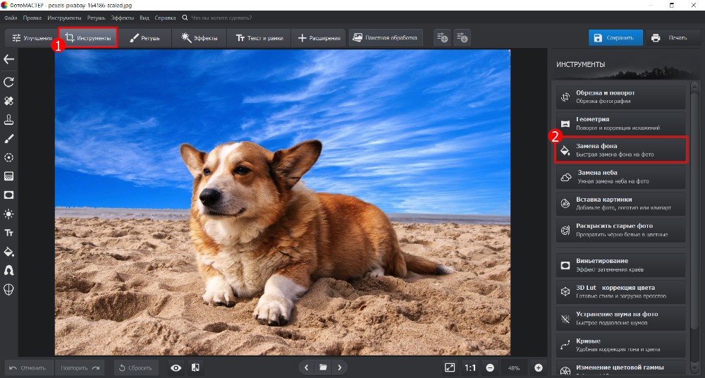 Инструмент замена фона