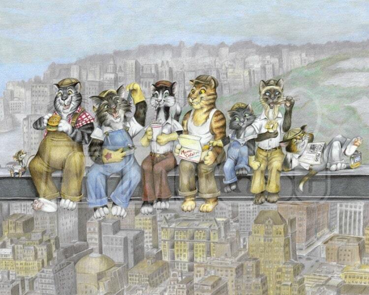 На балке сидят котики