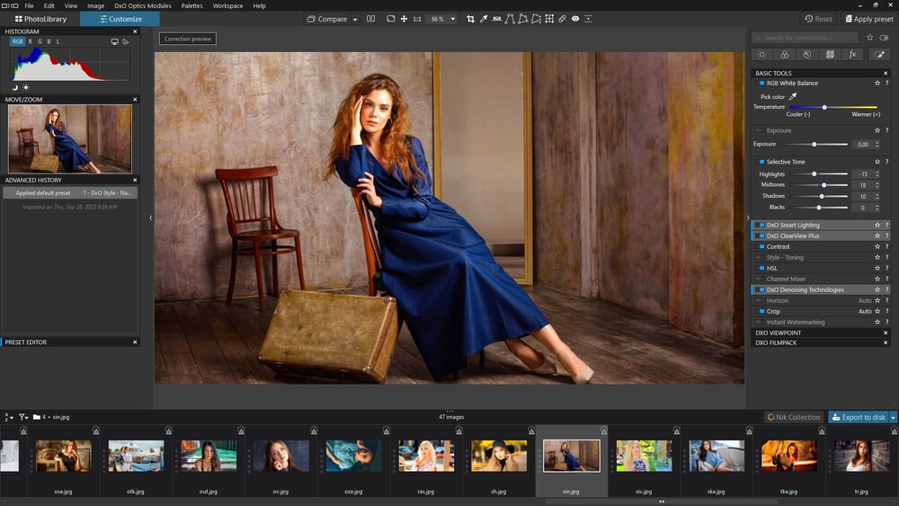 Интерфейс программы DxO PhotoLab
