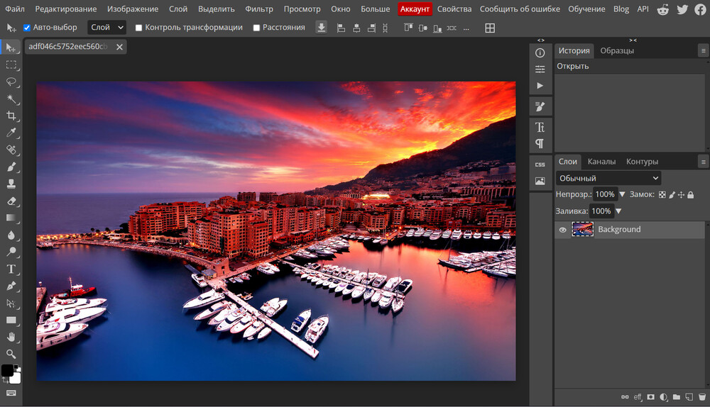 Интерфейс программы Photopea
